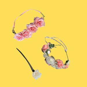 🌸 Set of 3 Hair Accessories – Floral & Elegant! 🌸